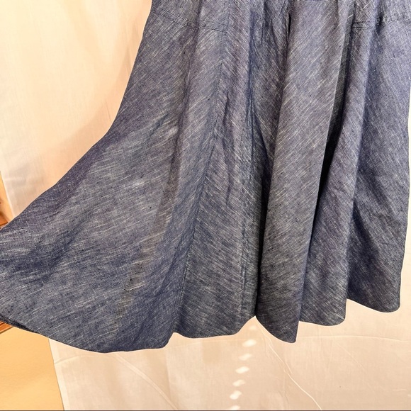 TAYLOR Womens Midi 100% Linen Fit And Flare Denim Dress Wedding Party Nautical - Picture 3 of 12